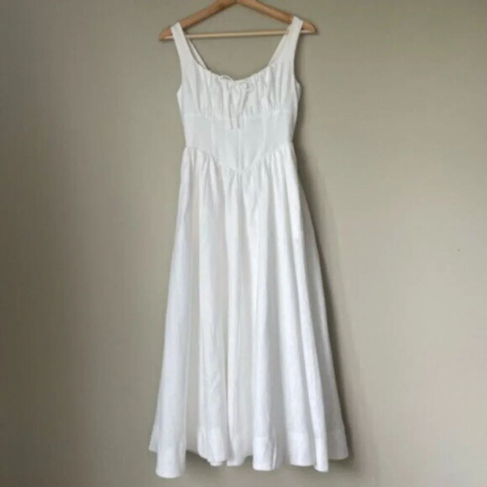 NEW Reformation Balia Linen Sleeveless Midi Dress in White | US 6 UK 10 - Picture 9 of 16